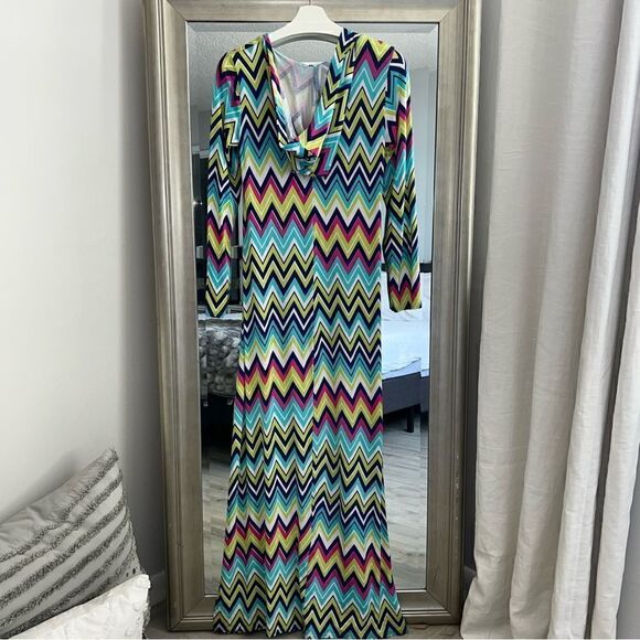 Macbeth Collection Margaret Joseph's Multicolor Hooded Tunic Dress Coverup Sz M - Picture 5 of 8